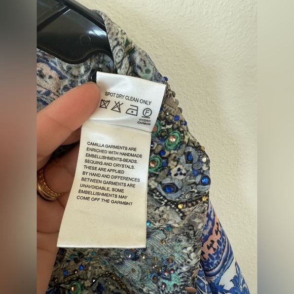 Camilla Blue White multicolor bejeweled Rainbow warrior Kaftan mini dress OS NWT - Picture 15 of 15